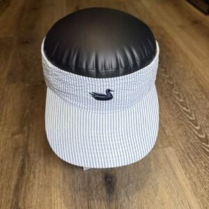Southern Marsh Visor Hat Blue White Seersucker Preppy Academia Tennis Golf